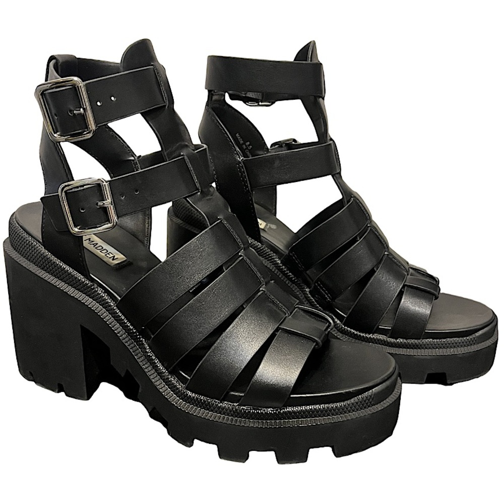 Steve Madden Black Chunky Platform Heels